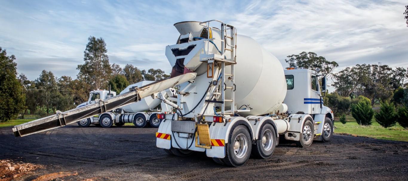 Commercial concrete services with mixer truck in Milford, CT